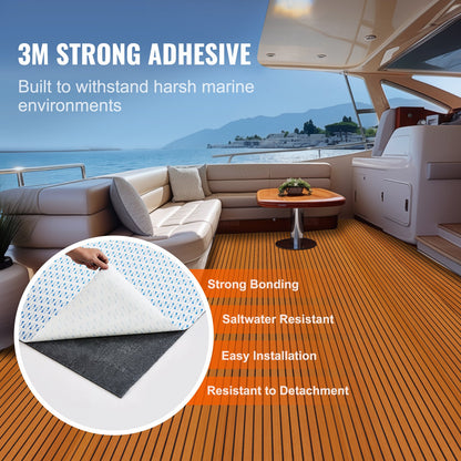 Boat Flooring, EVA Foam Boat Decking 240 x 116.8 cm, Non-Slip Self-Adhesive Flooring, 2.8 m² Marine Carpet for Boats, Yacht, Pontoon, Kayak Decking