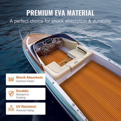 Boat Flooring, EVA Foam Boat Decking 240 x 116.8 cm, Non-Slip Self-Adhesive Flooring, 2.8 m² Marine Carpet for Boats, Yacht, Pontoon, Kayak Decking