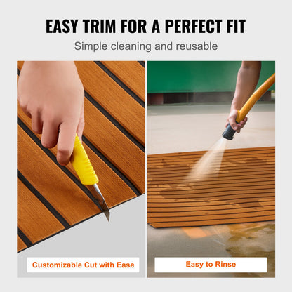 Boat Flooring, EVA Foam Boat Decking 240 x 116.8 cm, Non-Slip Self-Adhesive Flooring, 2.8 m² Marine Carpet for Boats, Yacht, Pontoon, Kayak Decking