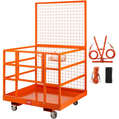Forklift Safety Cage Work Platform 109 x 114.3 cm 635 kg w/ Wheels for Aerial