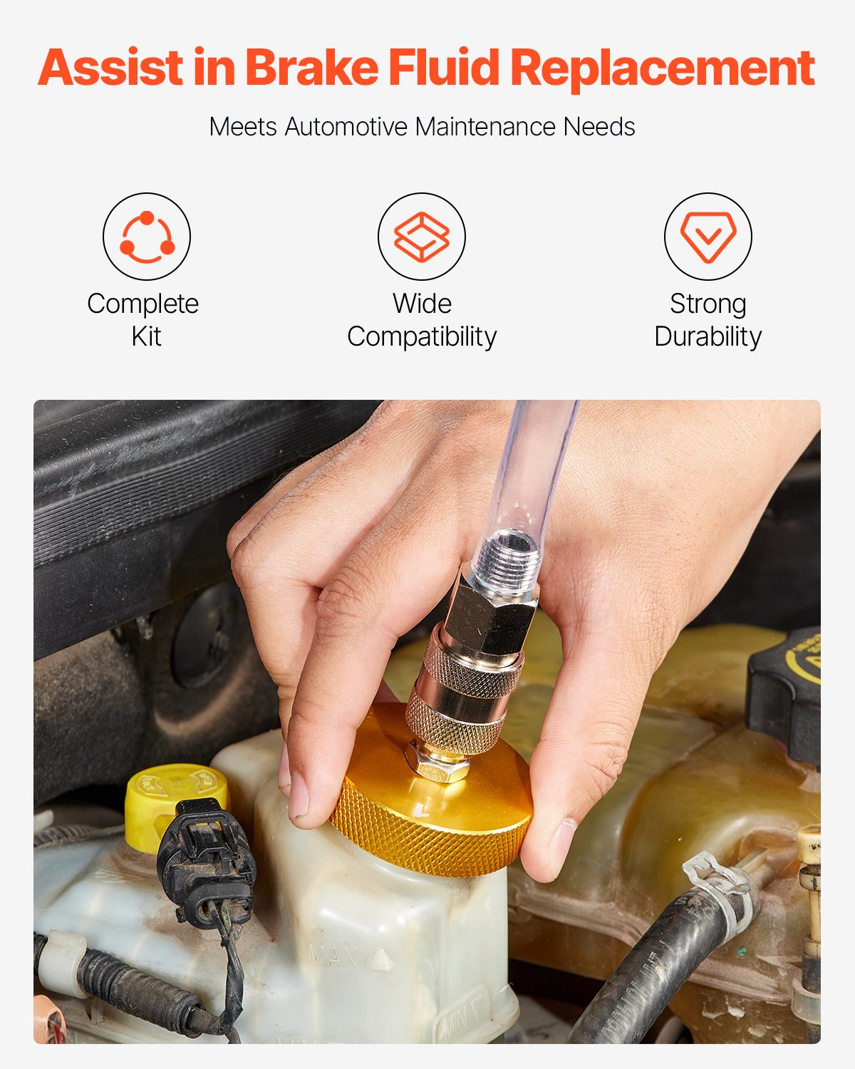 Bromshuvudluftningssats, 17 delar, professionell bromsluftningsadaptersats med komplett sats och handtag, hållbar bromsluftningsadapter för bromsvätskepåfyllning, passar de flesta nya och gamla fordon