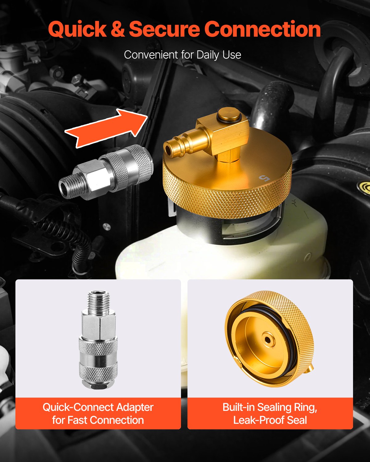 Bromshuvudluftningssats, 17 delar, professionell bromsluftningsadaptersats med komplett sats och handtag, hållbar bromsluftningsadapter för bromsvätskepåfyllning, passar de flesta nya och gamla fordon