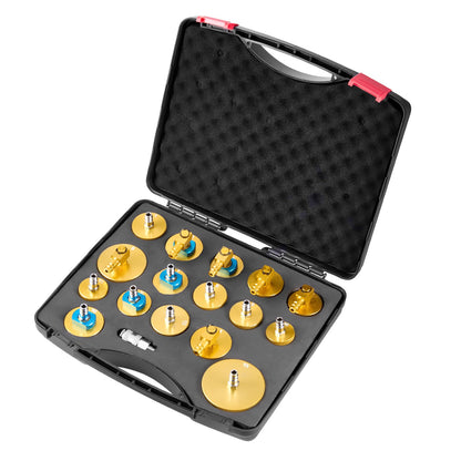 Bromshuvudluftningssats, 17 delar, professionell bromsluftningsadaptersats med komplett sats och handtag, hållbar bromsluftningsadapter för bromsvätskepåfyllning, passar de flesta nya och gamla fordon