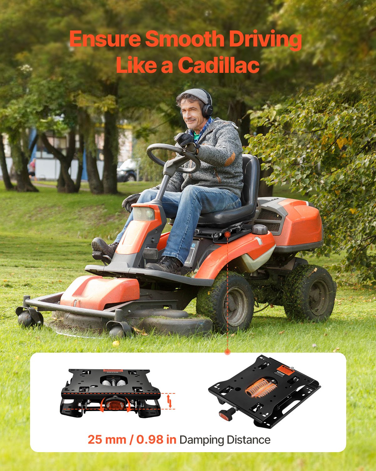 Sätesfjädringskit utan sätesspår, universell luftfjädring för säte med nollsväng, justerbar sätesfjädring för traktorer, kompatibel med gaffeltruckar och bulldozersäten