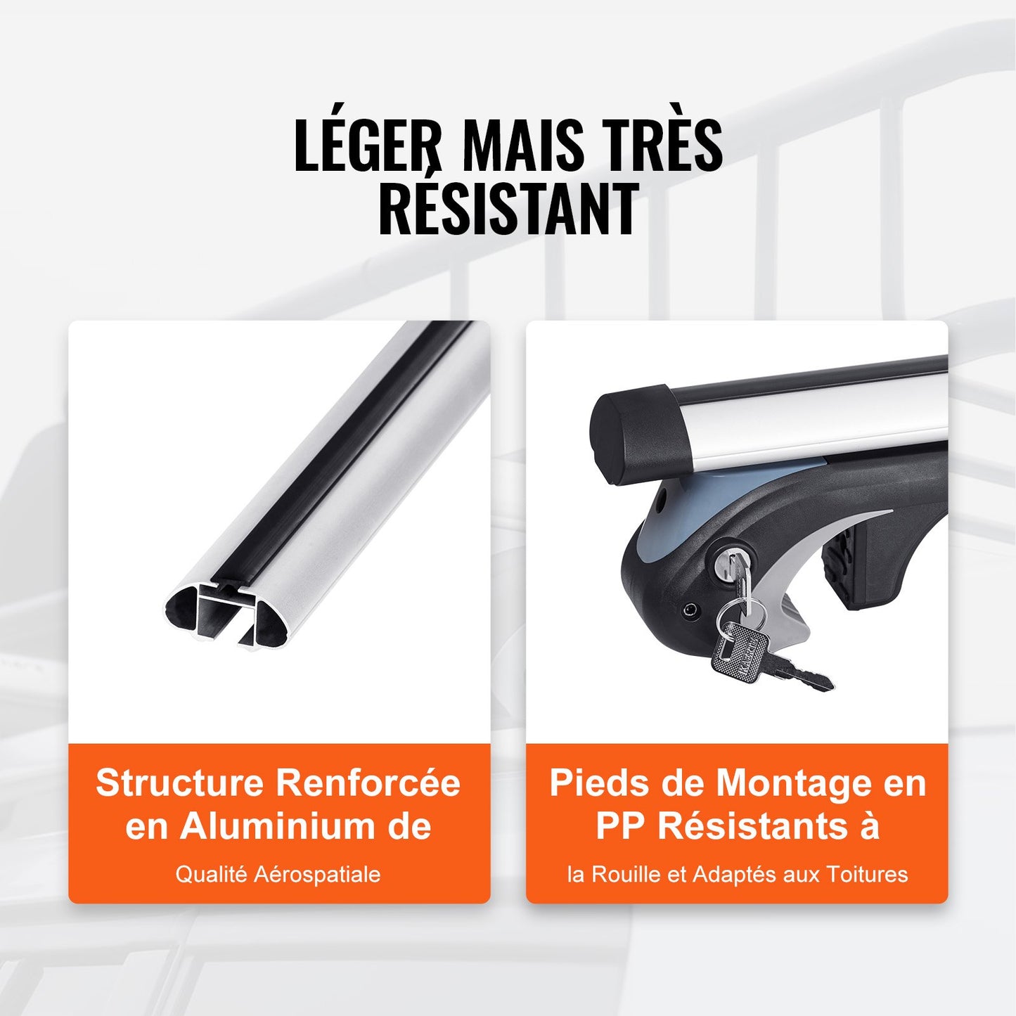 Universella takräckesstänger, 137,2 cm takräckesstänger i aluminium, passar befintlig upphöjd sidoreling med mellanrum, 90,7 kg lastkapacitet, justerbara tvärstänger med lås, för SUV:ar, sedaner och skåpbilar