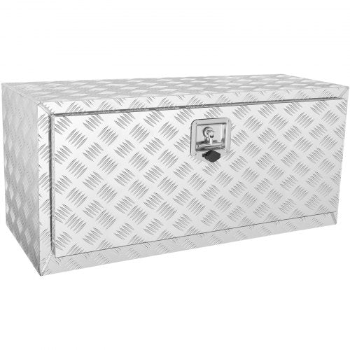Underbody Truck Box, 914 x 355 x 405 mm Pickup Storage Box, Heavy Duty Aluminum Diamond Plate Tool Box with Lock and Keys, Waterproof Trailer Storage Box with T-Handle Latch for Truck, Van, Trailer