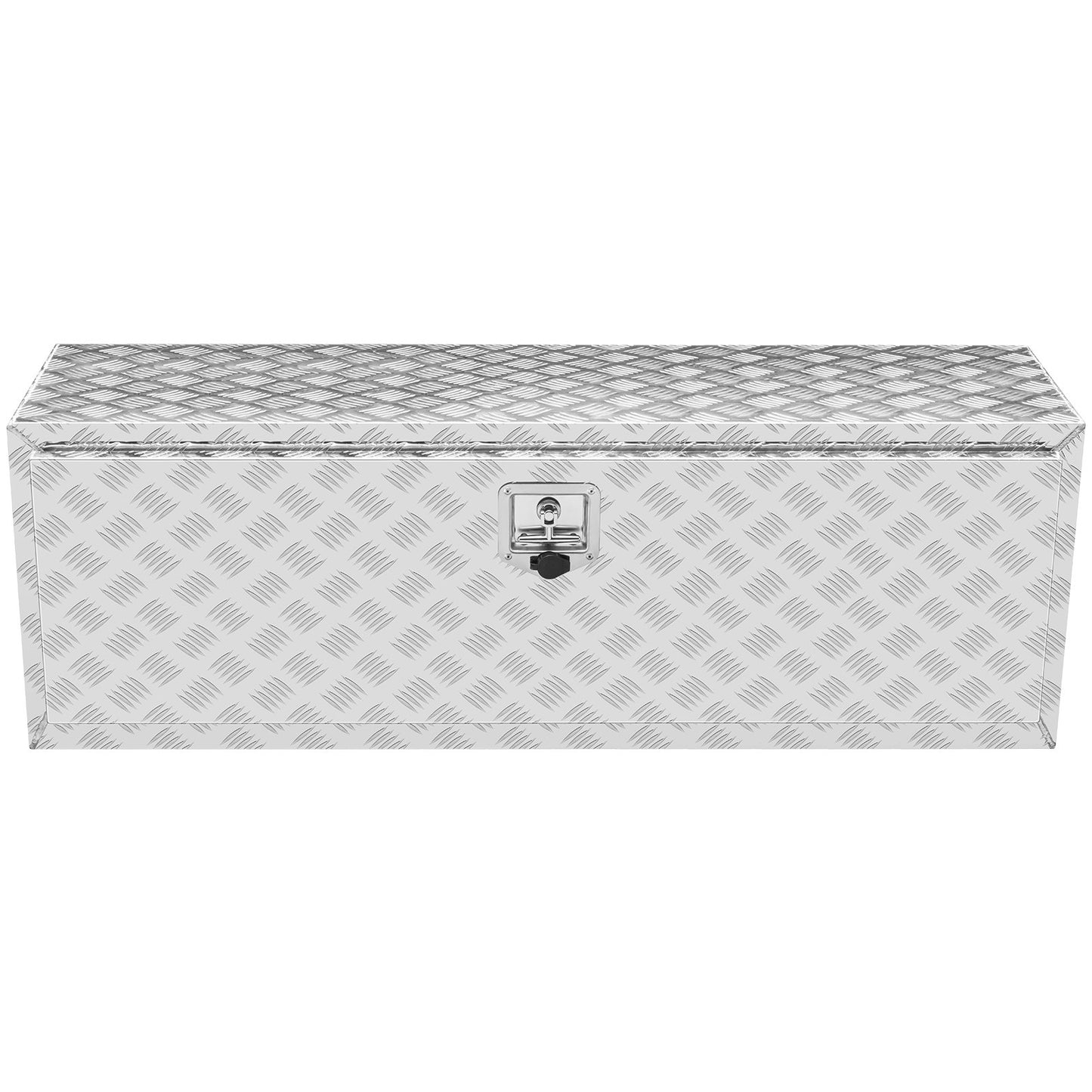 Underbody Truck Box, 1219 x 430 x 460 mm Pickup Storage Box, Heavy Duty Aluminum Diamond Plate Tool Box with Lock and Keys, Waterproof Trailer Storage Box with T-Handle Latch for Truck, Van, Trailer