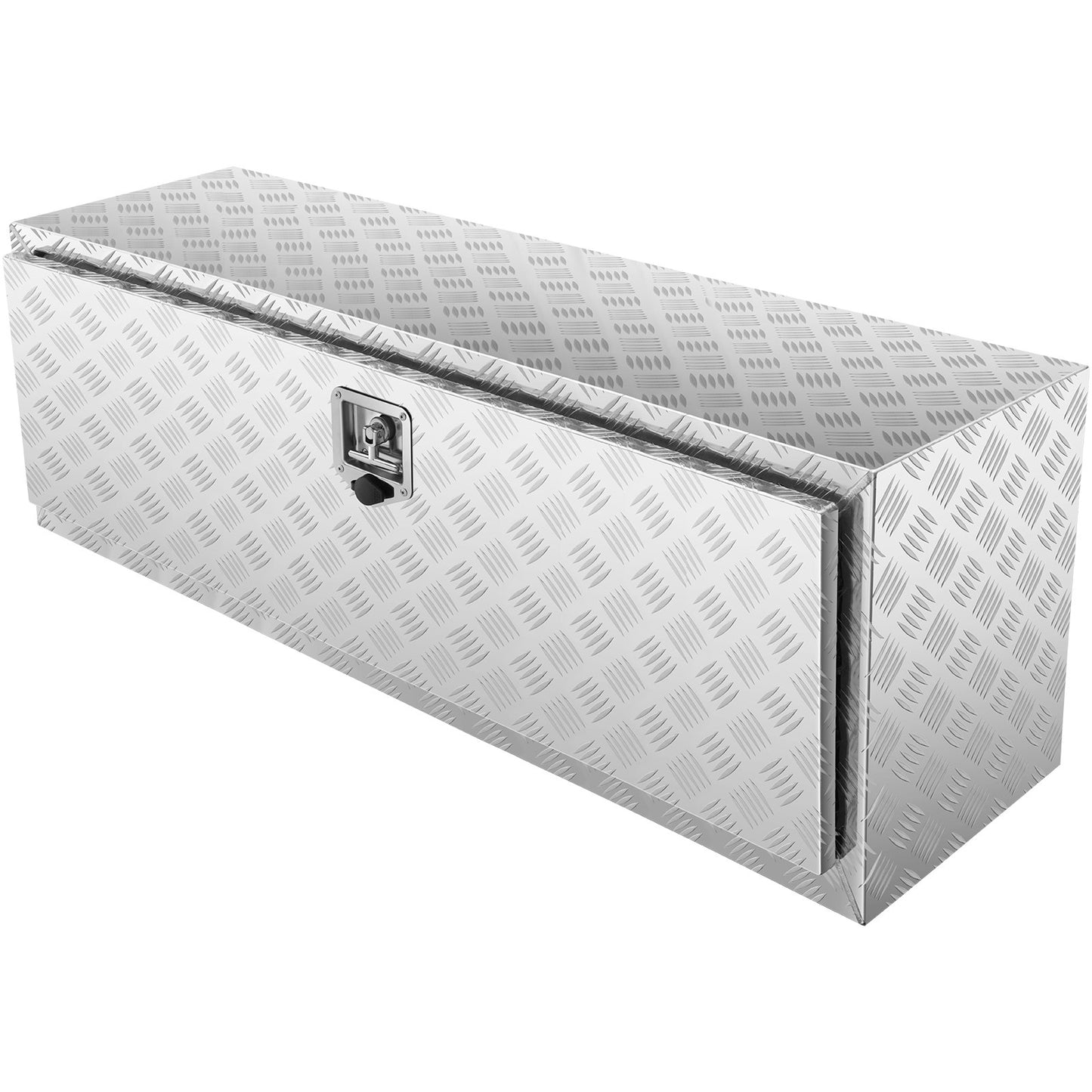 Underbody Truck Box, 1219 x 430 x 460 mm Pickup Storage Box, Heavy Duty Aluminum Diamond Plate Tool Box with Lock and Keys, Waterproof Trailer Storage Box with T-Handle Latch for Truck, Van, Trailer