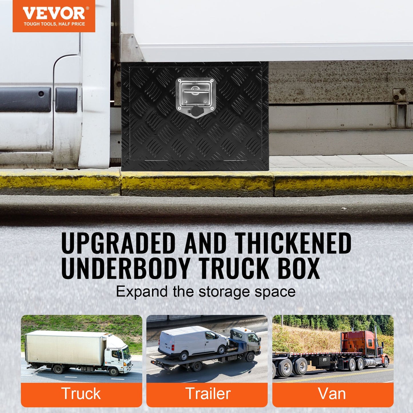 Underbody Aluminum Truck Tool Box 45.7x30.5x35.6 cm Trailer RV Tool Storage