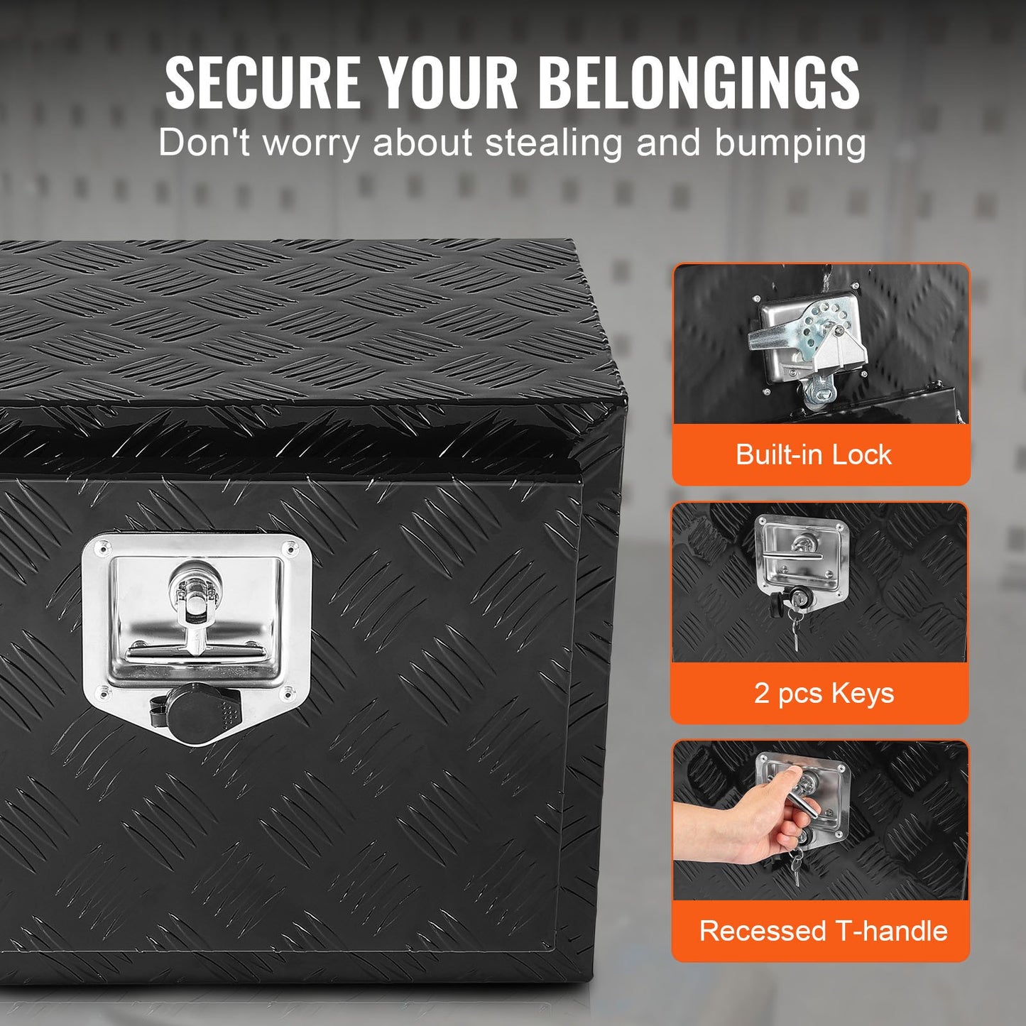 Underbody Aluminum Truck Tool Box 45.7x30.5x35.6 cm Trailer RV Tool Storage