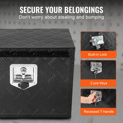 Underbody Aluminum Truck Tool Box 45.7x30.5x35.6 cm Trailer RV Tool Storage