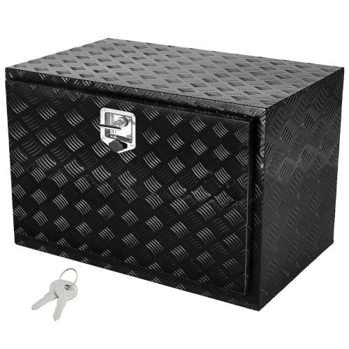 Underbody Truck Box, 48" x 17" x 18" Pickup Storage Box, Heavy Duty Aluminum Diamond Plate Tool Box with Lock and Keys, Waterproof Trailer Storage Box with T-Handle Latch for Truck, Van, Trailer