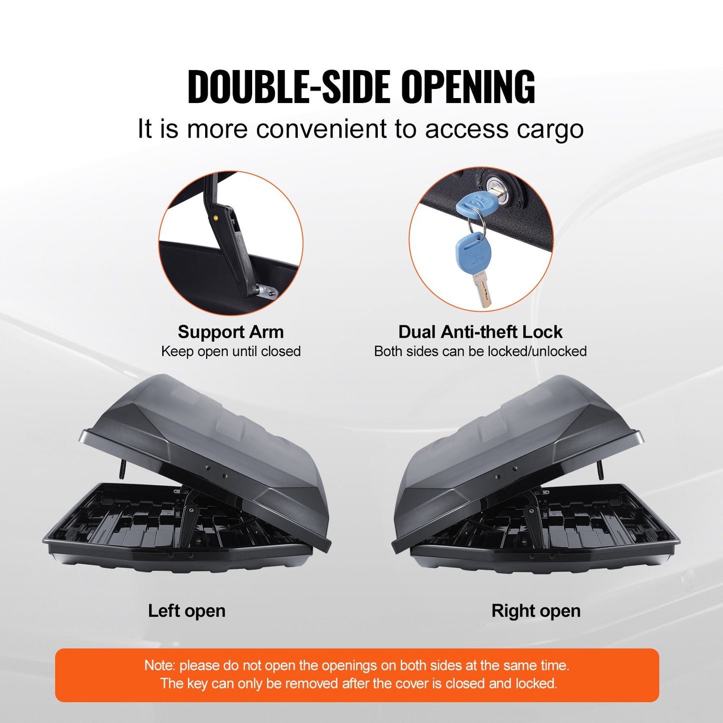 Taklasthållare, 18 kubikfot taklastbox, ABS hårt takboxskal, med dubbelsidig öppning och 2 förstärkta remmar, aerodynamisk, lämplig för de flesta tvärbalkar, för bil, kombi, SUV, svart