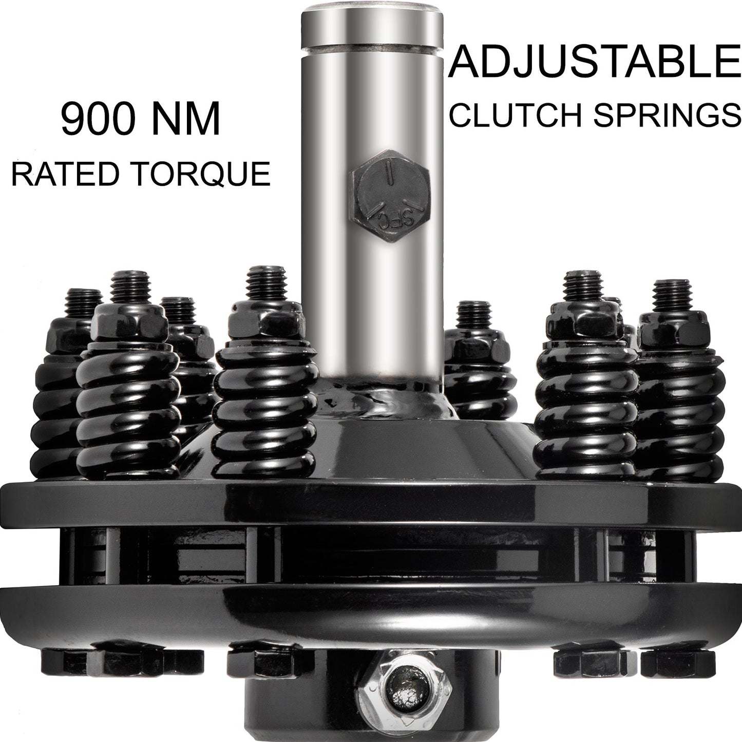 Slirkoppling, 1 3/8” kraftuttagsslirkoppling, släta, runda kraftuttagsfriktionskoppling, traktorslirkoppling i karburerat stål, justerbar slirkoppling för roterande skärare, svart slirkoppling för röjsvin för kraftuttagsaxel
