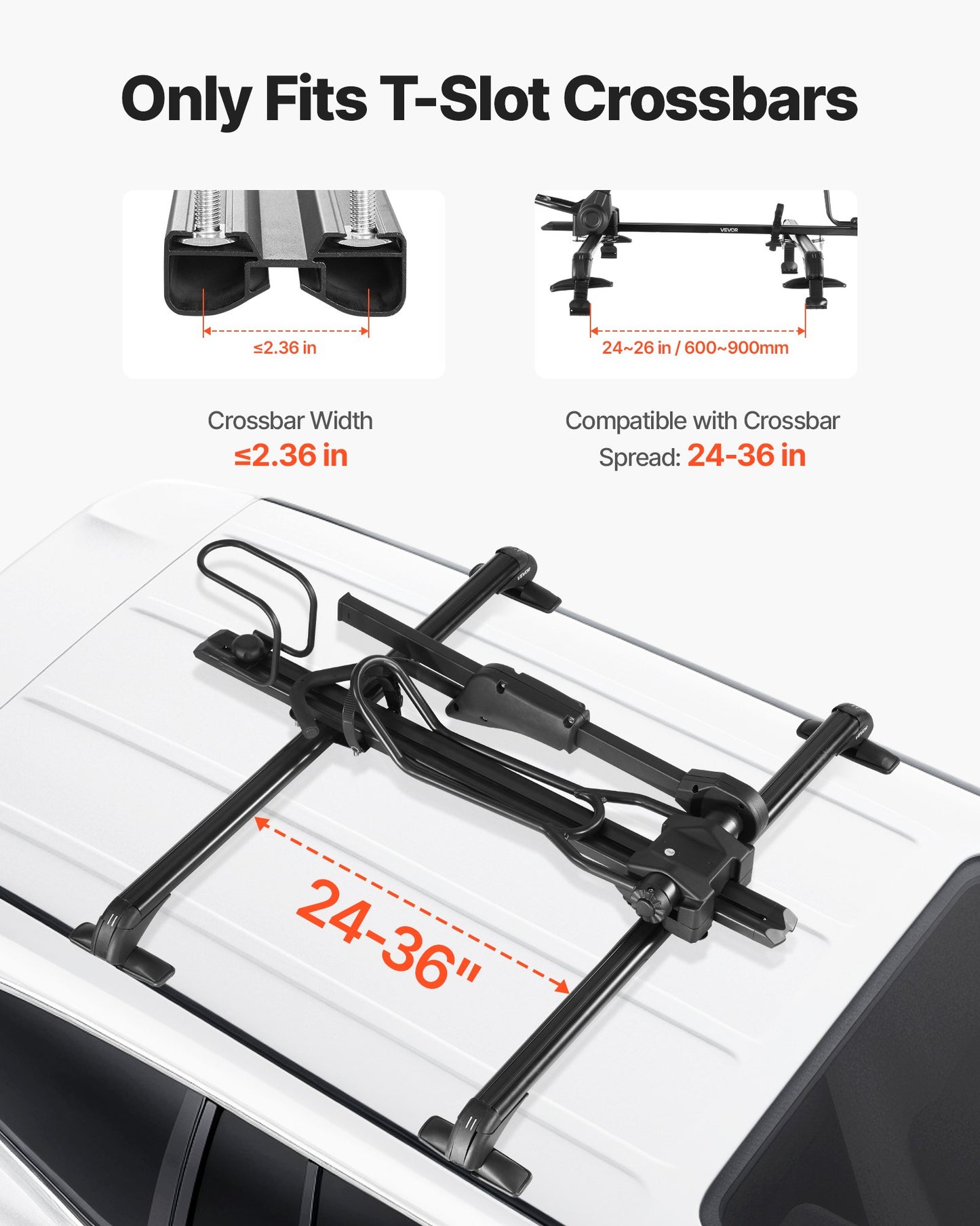 Takcykelhållare, 15 kg kapacitet, hopfällbar, upprätt takmonterad cykelhållare med låssystem och justerbar arm för T-spårsstänger, upprätt takcykelhållare för 1 cykelhållare för bil SUV, svart