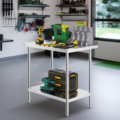 24 x 36 x 36 Inch Stainless Steel Work Table, Commercial Food Prep Worktable Heavy Duty Prep Worktable, Metal Work Table with Adjustable Height for Restaurant, Home and Hotel