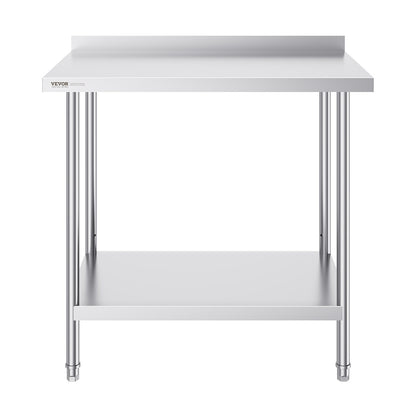 24 x 36 x 36 Inch Stainless Steel Work Table, Commercial Food Prep Worktable Heavy Duty Prep Worktable, Metal Work Table with Adjustable Height for Restaurant, Home and Hotel