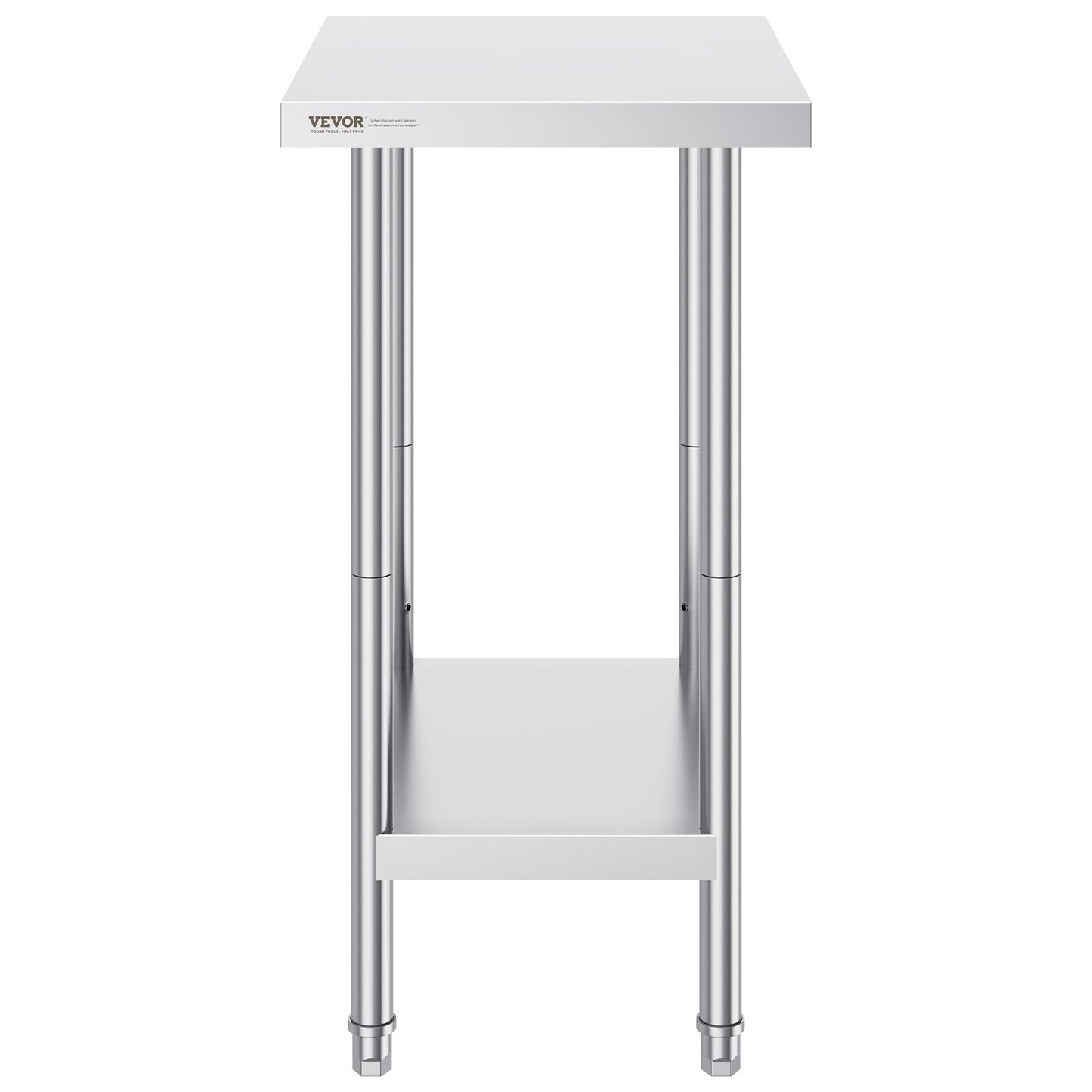 Stainless Steel Prep Table, 24 x 18 x 34 Inch, Heavy Duty Metal Worktable with 3 Adjustable Height Levels, Commercial Workstation for Kitchen Garage Restaurant Backyard