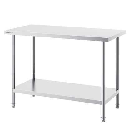 Stainless Steel Work Prep Table Commercial Worktable Food Prep 61x122x86 cm