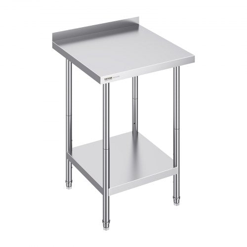 24 x 24 x 36 Inch Stainless Steel Work Table, Commercial Food Prep Worktable Heavy Duty Prep Worktable, Metal Work Table with Adjustable Height for Restaurant, Home and Hotel