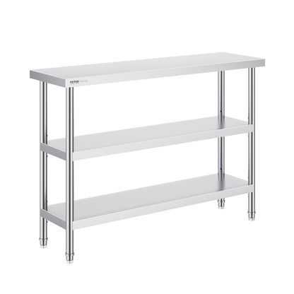 Stainless Steel Food Prep Table Commercial Kitchen Work Table 35.6x121.9 cm