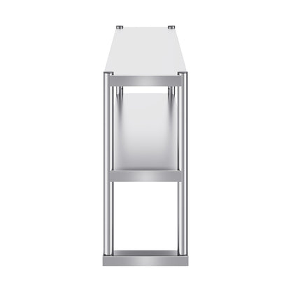 Double Overshelf, Double Tier Stainless Steel Overshelf, 12 x 48 Inch Double Deck Overshelf, Height Adjustable Overshelf Prep Work Table for Kitchen, Restaurant and Workshop