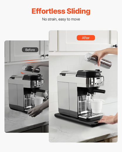 Appliance Slider, Medium 14.5 x 7.5-inch, Rolling Sliding Tray with Silent Rubber Wheels & Hollow Handle, Easy to Clean, Appliance Rolling Tray for Coffee Maker, Kitchen Countertop, Black