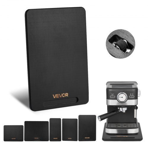 Apparatglidare, liten 14 x 9,5 tum, rullande glidbricka med tysta gummihjul och ihåligt handtag, lätt att rengöra, rullande bricka för kaffebryggare, köksbänkskiva, svart