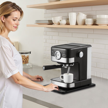 Apparatglidare, liten 14 x 9,5 tum, rullande glidbricka med tysta gummihjul och ihåligt handtag, lätt att rengöra, rullande bricka för kaffebryggare, köksbänkskiva, svart