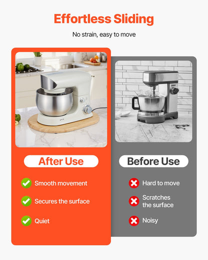 Mixer Slider, Oval 15.7 x 11.1-inch, Appliance Slider Compatible with Tilt Head 5.5-8 Qt Stand Mixer, PTFE Feet, Kitchen Countertop Storage Mover Sliding Tray, Natural Wood