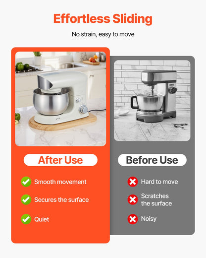 Mixer Slider, Oval 14.5 x 9.4-inch, Appliance Slider Compatible with Tilt Head 4.5-5 Qt Stand Mixer, PTFE Feet, Kitchen Countertop Storage Mover Sliding Tray, Natural Wood