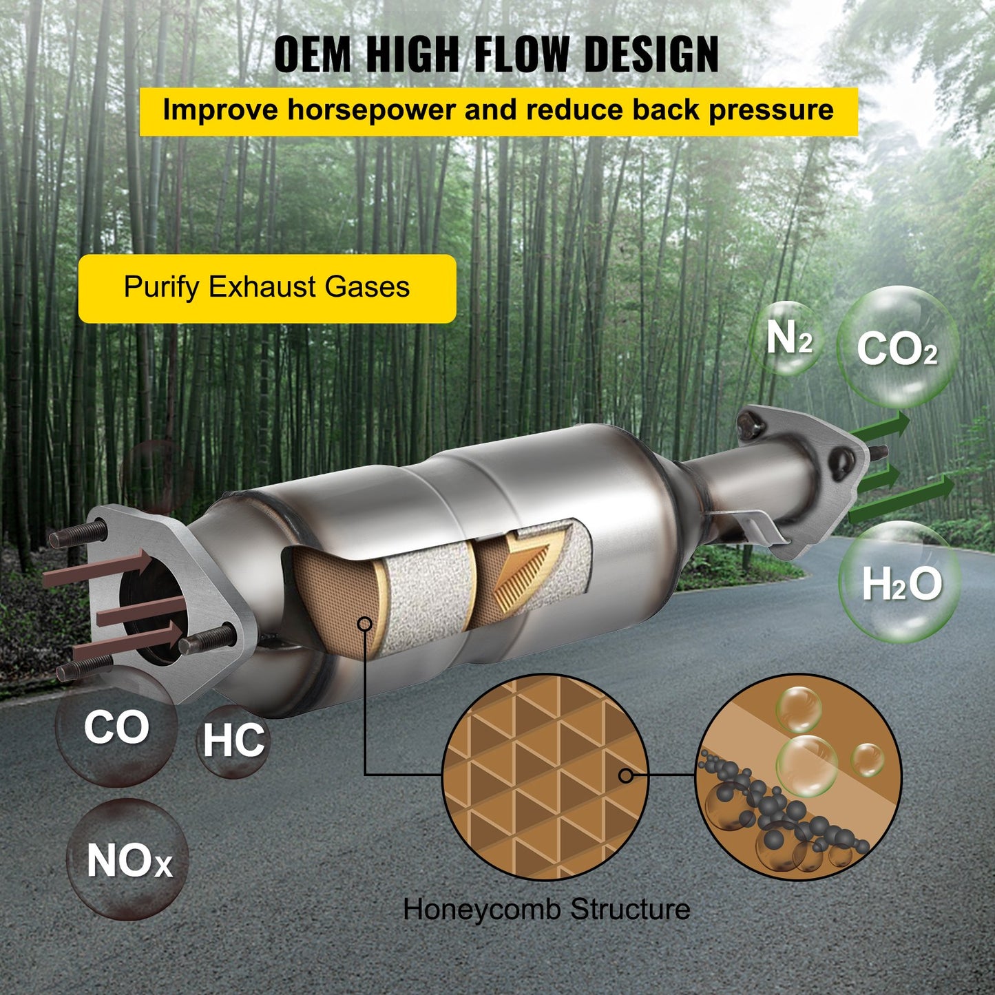 High Flow Catalytic Converter For 2003-2007 Honda Accord DX/EX/LX 2.4L L4