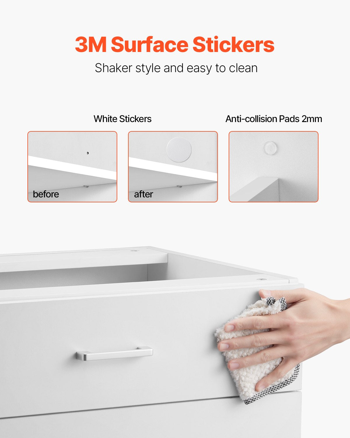 White Shaker Base Cabinet with 3 Drawers, 24-Inch Unassembled Drawer Base Cabinet, 24" W x 19" D x 32" H Ready to Assemble Cabinet with Soft-Close Drawer Slides, for Home Office