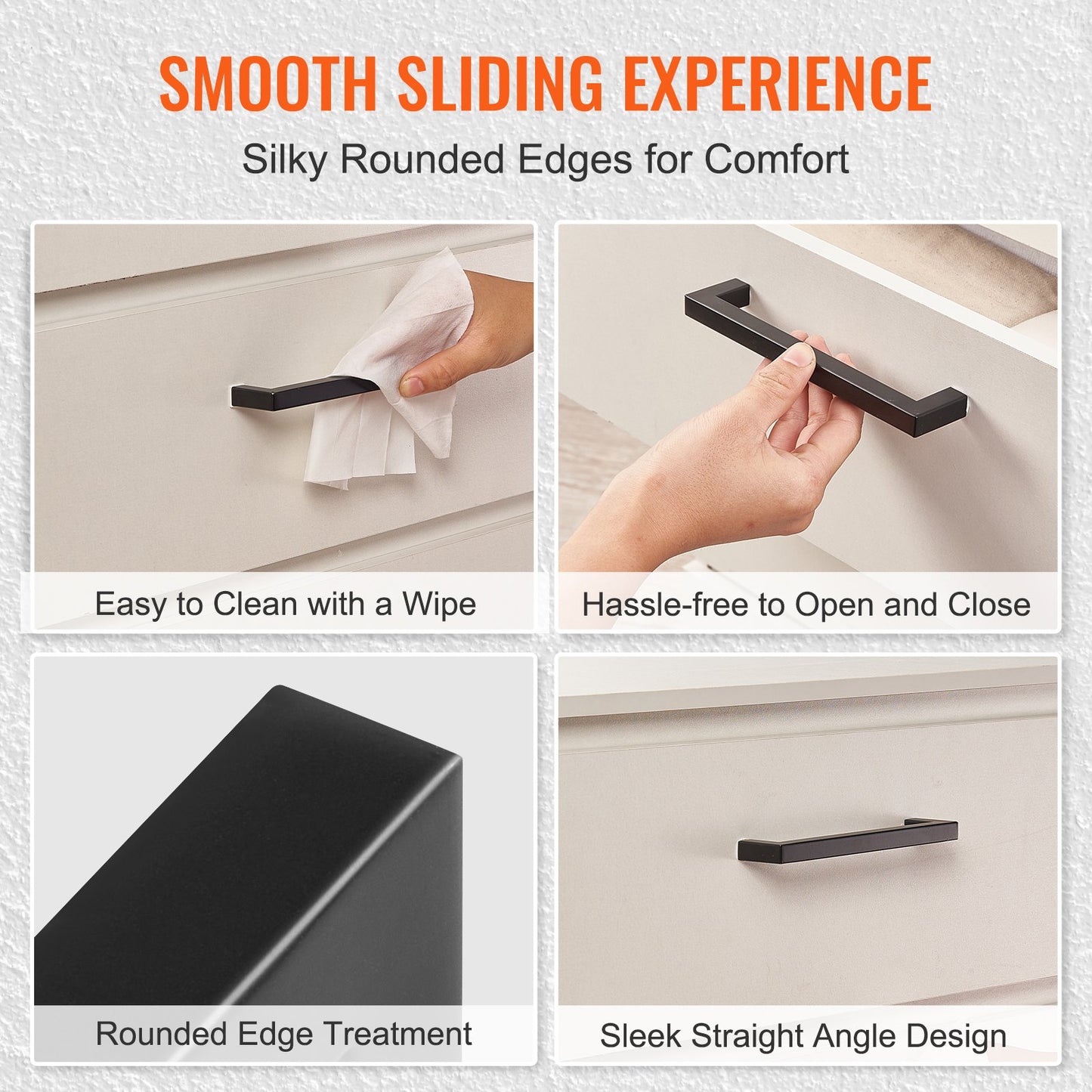 10 Pack Cabinet Pulls, 3in / 76mm Center to Center Slim Square Kitchen Cabinet Drawer, Stainless Steel Modern Kitchen Cupboard Door Handles for Kitchen Bathroom Bar Hardware Matte Black