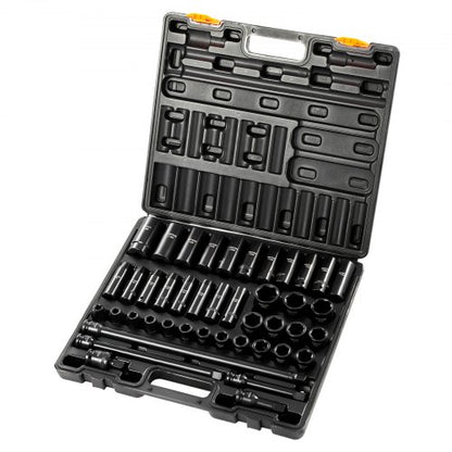 Impact Socket Set 1/2 Inches 43 Piece Impact Sockets, Standard Socket Assortment, 1/2 Inches Drive Socket Set 6-Point Sockets Metric 9-30mm (Standard/Deep)