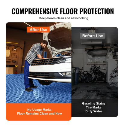 Garage Tiles Interlocking, 12 x 12 x 0.53 inch 50 Pack Garage Floor Covering Tiles, Non-Slip Double-Sided Texture Garage Flooring Tiles, for Garages, Basements, Repair Shops, Blue