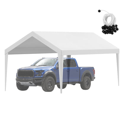 Carport med reservtält 6100 x 3040 mm, Garagetältpresenning, Kraftig, Vattentät och UV-skyddad, Enkel installation med kulband, Vit (Endast toppskydd, ram ingår ej)