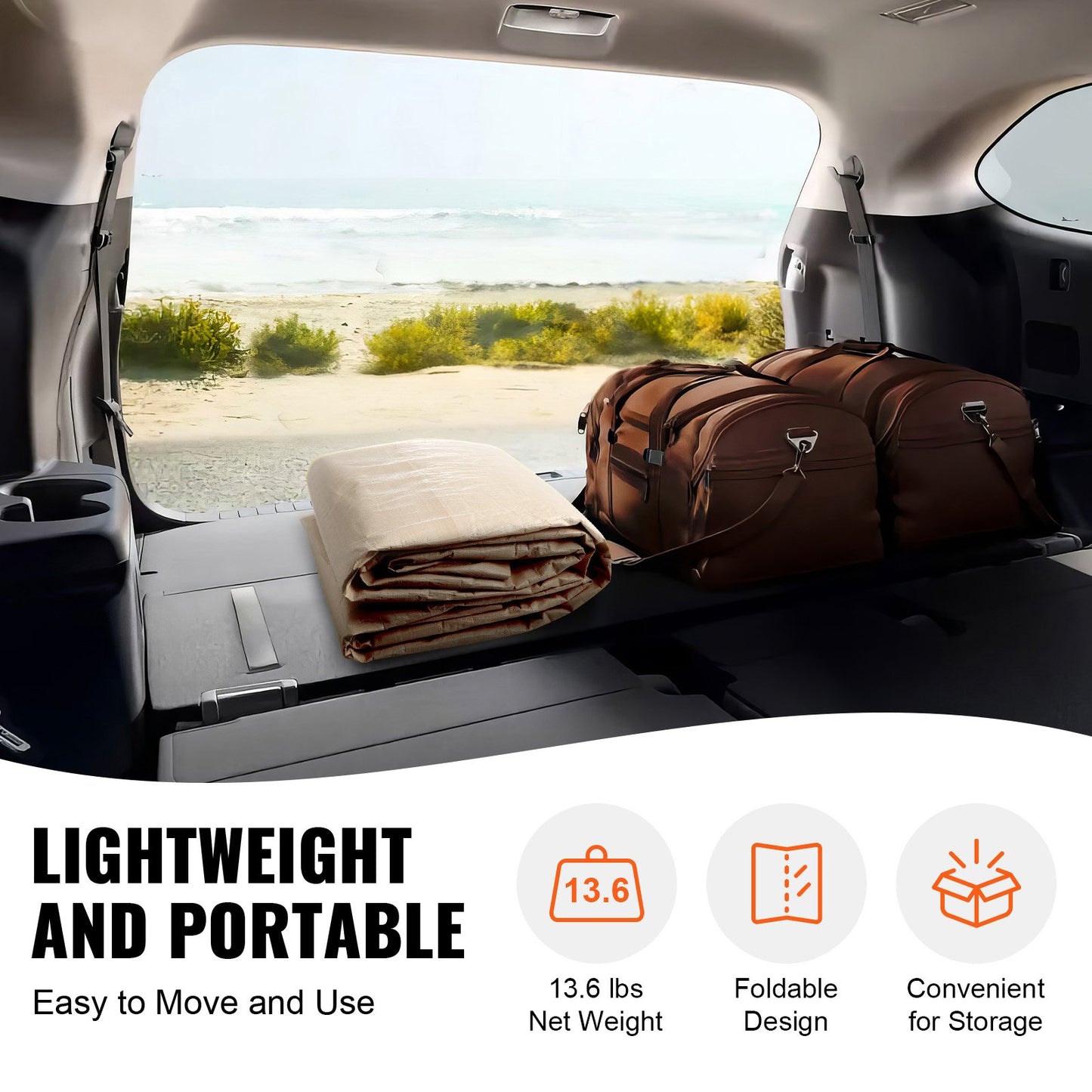 Carportöverdrag, 3,5 x 6,5 m, kraftfullt överdrag för garagetält, vattentätt och UV-skyddat, enkel installation med kulband, beige (endast överdrag, ram ingår ej)