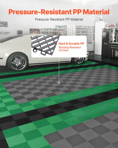 Interlocking Drainage Mat, 12” x 12” Modular Interlocking Cushion, 55 Pcs Splicing Drainage Mats, Non-Slip Gray PP Drainage Floor Tile and Shower Mat, for Garage, Garden, Kitchen & Outdoor