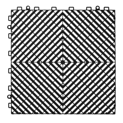 Interlocking Drainage Mat, 12” x 12” Modular Interlocking Cushion, 55 Pcs Splicing Drainage Mats, Non-Slip Black PP Drainage Floor Tile and Shower Mat, for Garage, Garden, Kitchen & Outdoor