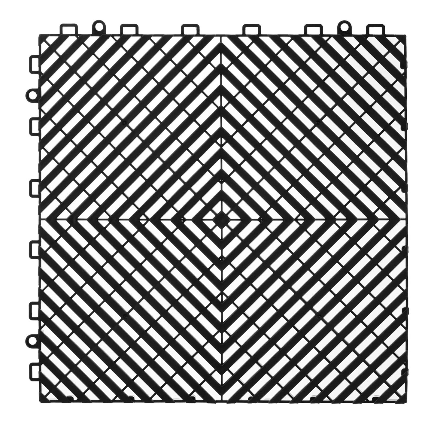 Interlocking Drainage Mat, 12” x 12” Modular Interlocking Cushion, 24 Pcs Splicing Drainage Mats, Non-Slip Black PP Drainage Floor Tile and Shower Mat, for Garage, Garden, Kitchen & Outdoor