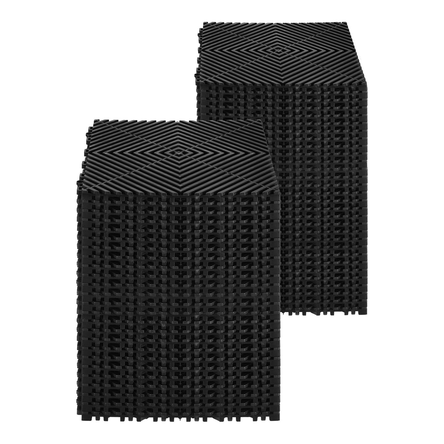 Interlocking Drainage Mat, 12” x 12” Modular Interlocking Cushion, 24 Pcs Splicing Drainage Mats, Non-Slip Black PP Drainage Floor Tile and Shower Mat, for Garage, Garden, Kitchen & Outdoor