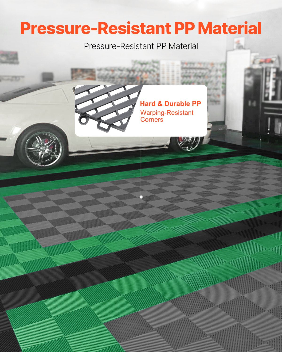 Interlocking Drainage Mat, 12” x 12” Modular Interlocking Cushion, 12 Pcs Splicing Drainage Mats, Non-Slip Gray PP Drainage Floor Tile and Shower Mat, for Garage, Garden, Kitchen & Outdoor