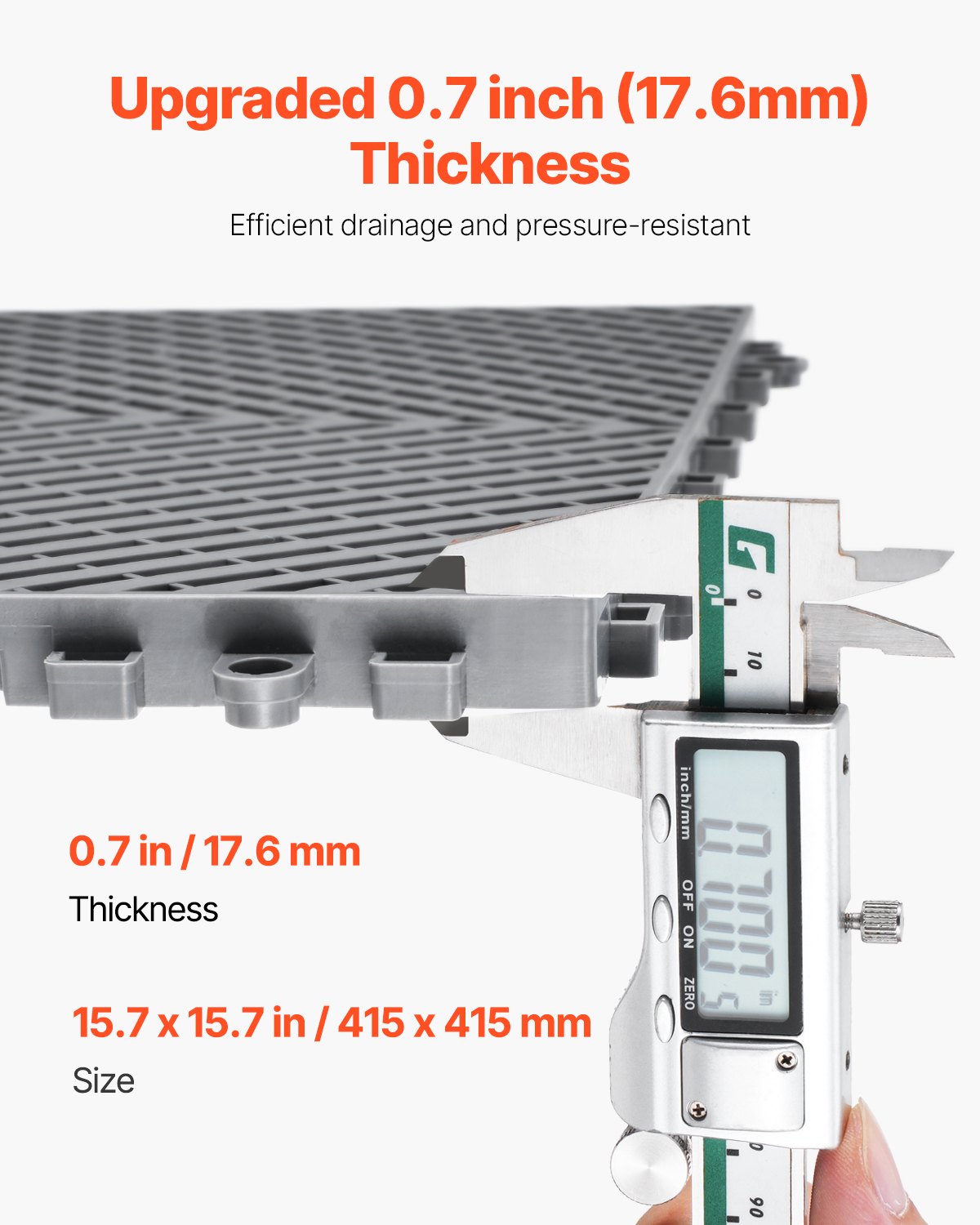 Interlocking Drainage Mat, 15.7” x 15.7” Modular Interlocking Cushion, 24 Pcs Splicing Drainage Mats, Non-Slip Gray PP Drainage Floor Tile and Shower Mat, for Garage, Garden, Kitchen & Outdoor