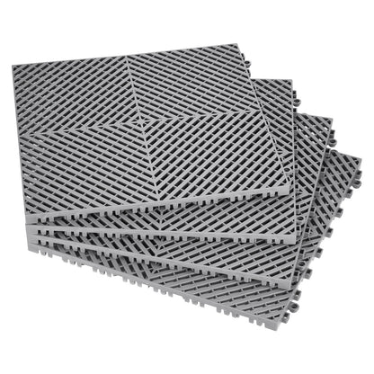 Interlocking Drainage Mat, 15.7” x 15.7” Modular Interlocking Cushion, 24 Pcs Splicing Drainage Mats, Non-Slip Gray PP Drainage Floor Tile and Shower Mat, for Garage, Garden, Kitchen & Outdoor