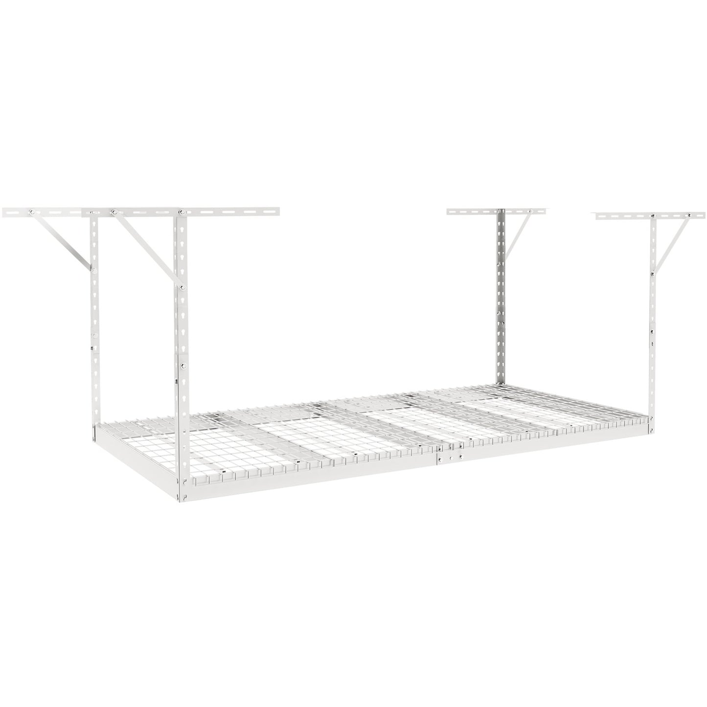 Overhead Garage Storage Rack, 48x96 inch Garage Ceiling Storage Racks, Heavy Duty Adjustable Cold Rolled Steel Racks for Garage Storage, Organization, 600 lbs Load Capacity, 22''-40", White