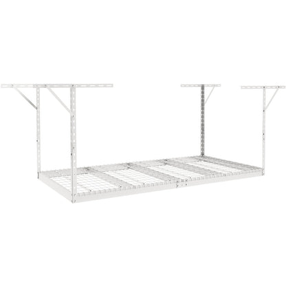 Overhead Garage Storage Rack, 48x96 inch Garage Ceiling Storage Racks, Heavy Duty Adjustable Cold Rolled Steel Racks for Garage Storage, Organization, 600 lbs Load Capacity, 22''-40", White