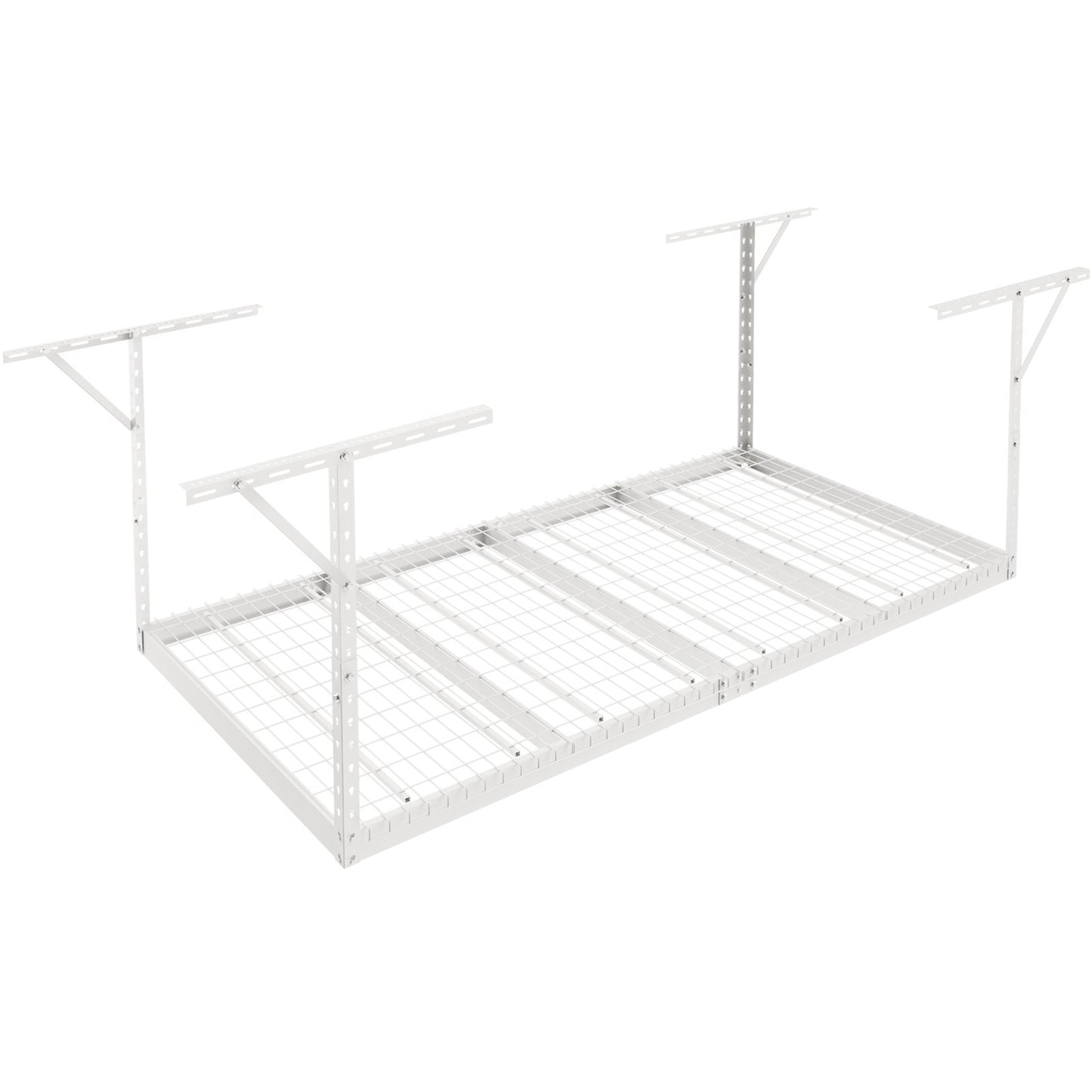Overhead Garage Storage Rack, 48x96 inch Garage Ceiling Storage Racks, Heavy Duty Adjustable Cold Rolled Steel Racks for Garage Storage, Organization, 600 lbs Load Capacity, 22''-40", White