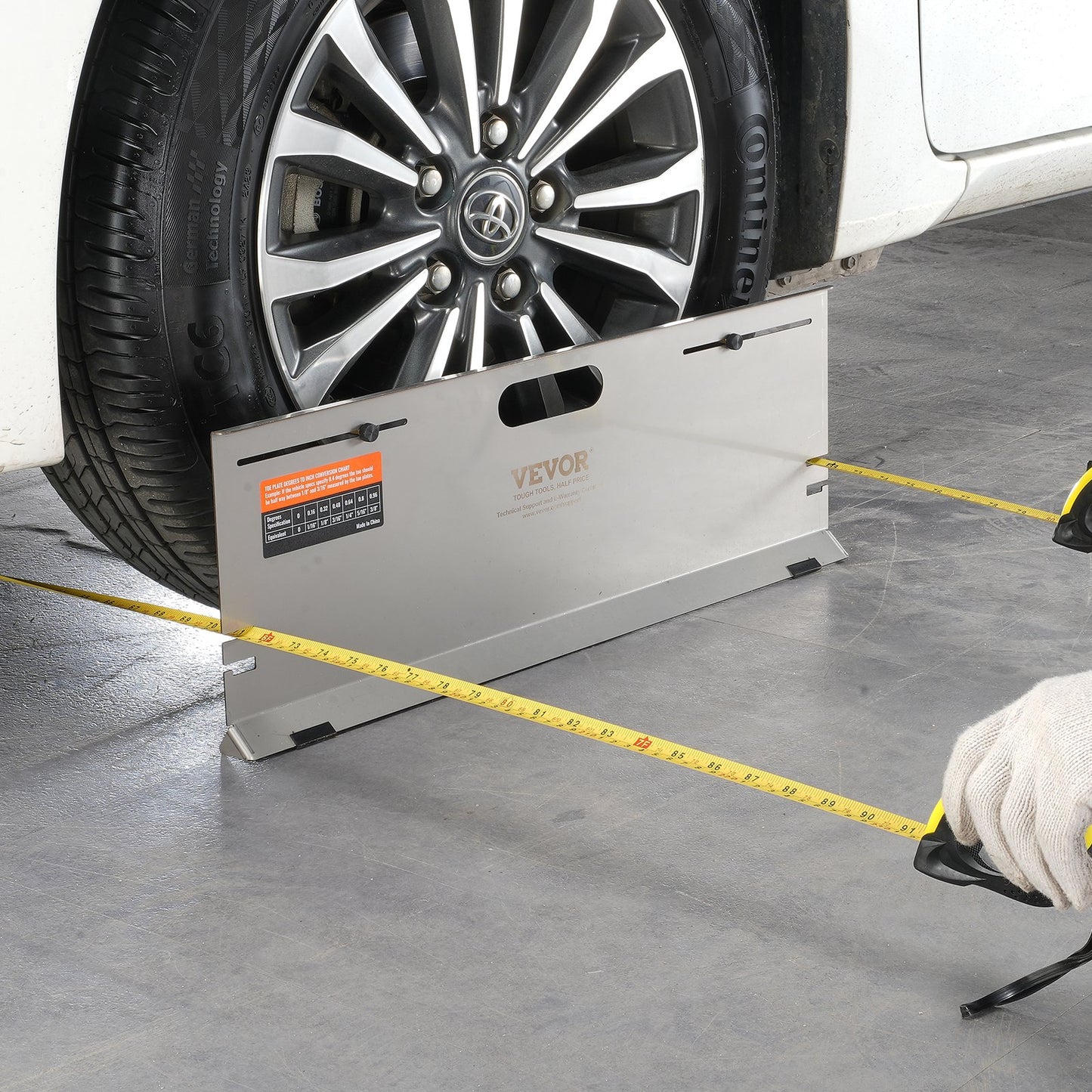 Wheel Alignment Tool, 2-Pack Alignment Tool Toe Plates, Stainless Steel Toe Angle Measurement Tool Plate, 4 Alignment Rods and Magnetic Slots, Includes Measuring Tapes & Conversion Chart