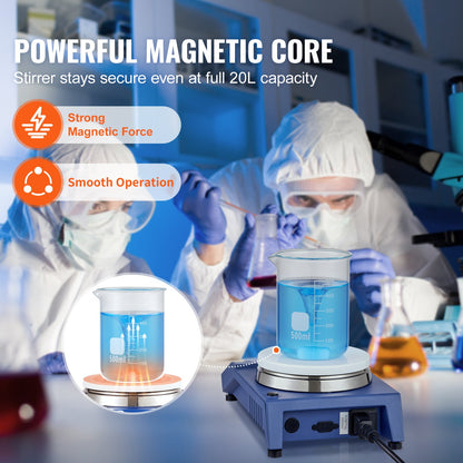 Magnetomrörare, 0-1500 RPM omrörarplatta med justerbar hastighetsknapp, 21L plattomrörarsats, omrörarstav ingår